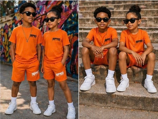 DrippyKids “Sunset Drip” Set (Orange)